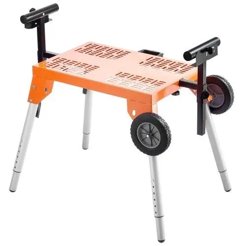 Heavy-Duty Miter Saw Stand with Adjustable Tabletop & Wheels - 330lbs Load Capacity