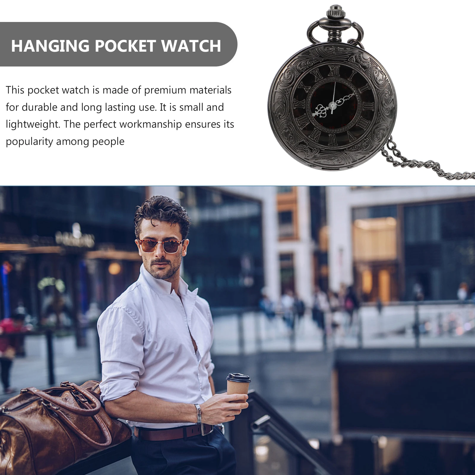 

1pc Vintage Pocket Classic Metal Pendant Alloy Movement Mechanical Hanging Fob Waist Watch Durable Sturdy Chain Design
