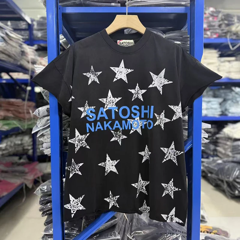 New Retro High-quality Print T-shirt Washed Worn Out Camisole Satoshi Nakamoto Vest Tops