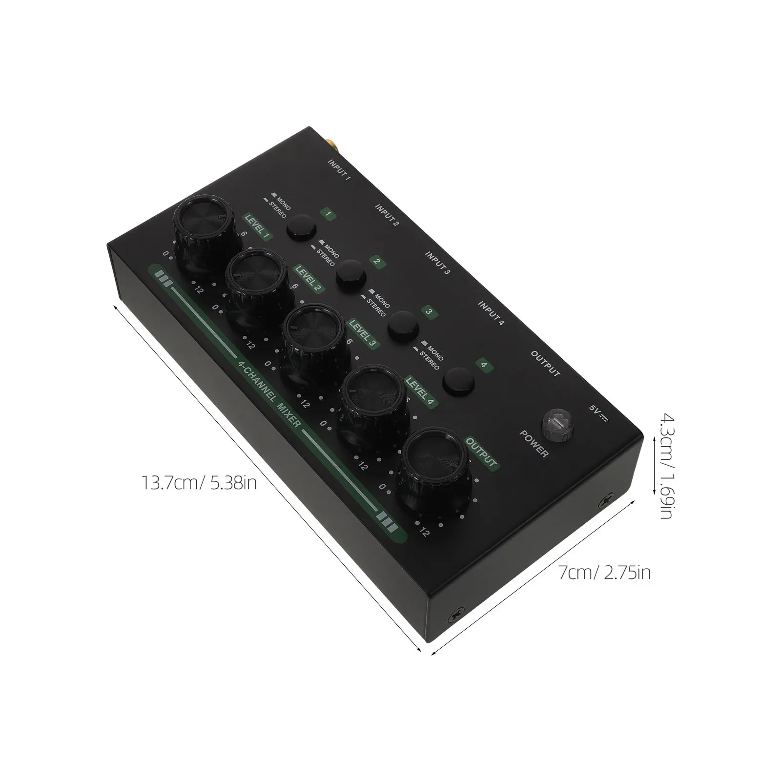 1Set Mini Audio Mixer 4-Channel Low Noise Stereo Line Sub Mixer for Keyboard Guitar Bass Streaming Podcast Recording Portable