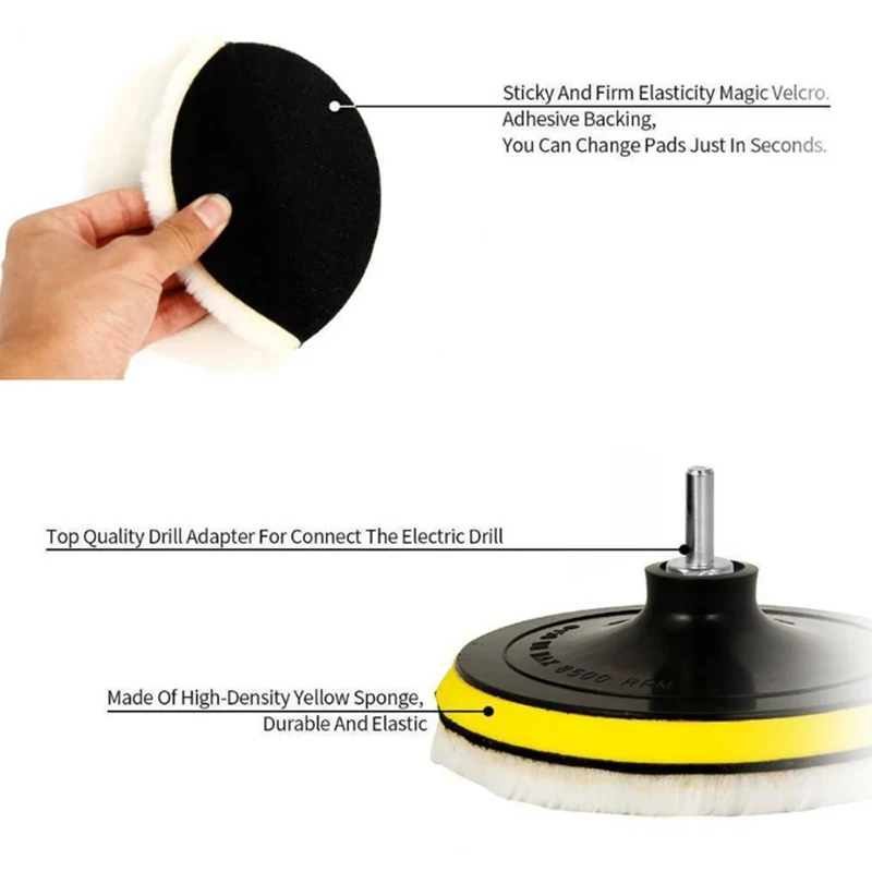 5Pcs 3 Inch Polishing Kit Car Polishing Pad Car Waxing Sponge Disk Wool Wheel Auto Paint Care Polisher Pads Car Gadget