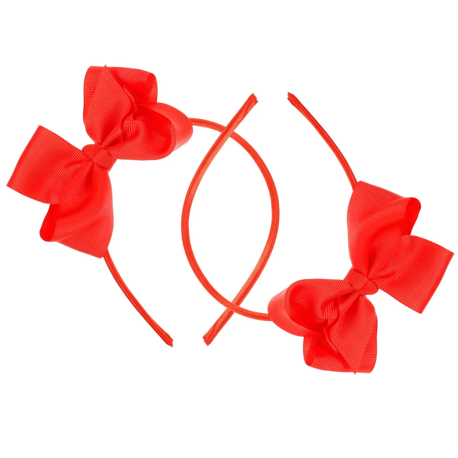 

2 Pcs Girls Headbands Kids Hair Accessories Red Ribbon Bows Tie Lightweight Comfortable Daily Party Birthday Gifts Safe Secure