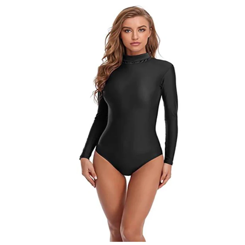 Speerise Damen Langarm-Klassiker-Trikot mit Rollkragen, Ballett-Tanzbekleidung, Spandex-Body, Gymnastikkostüme, Ganzanzug, Allaди