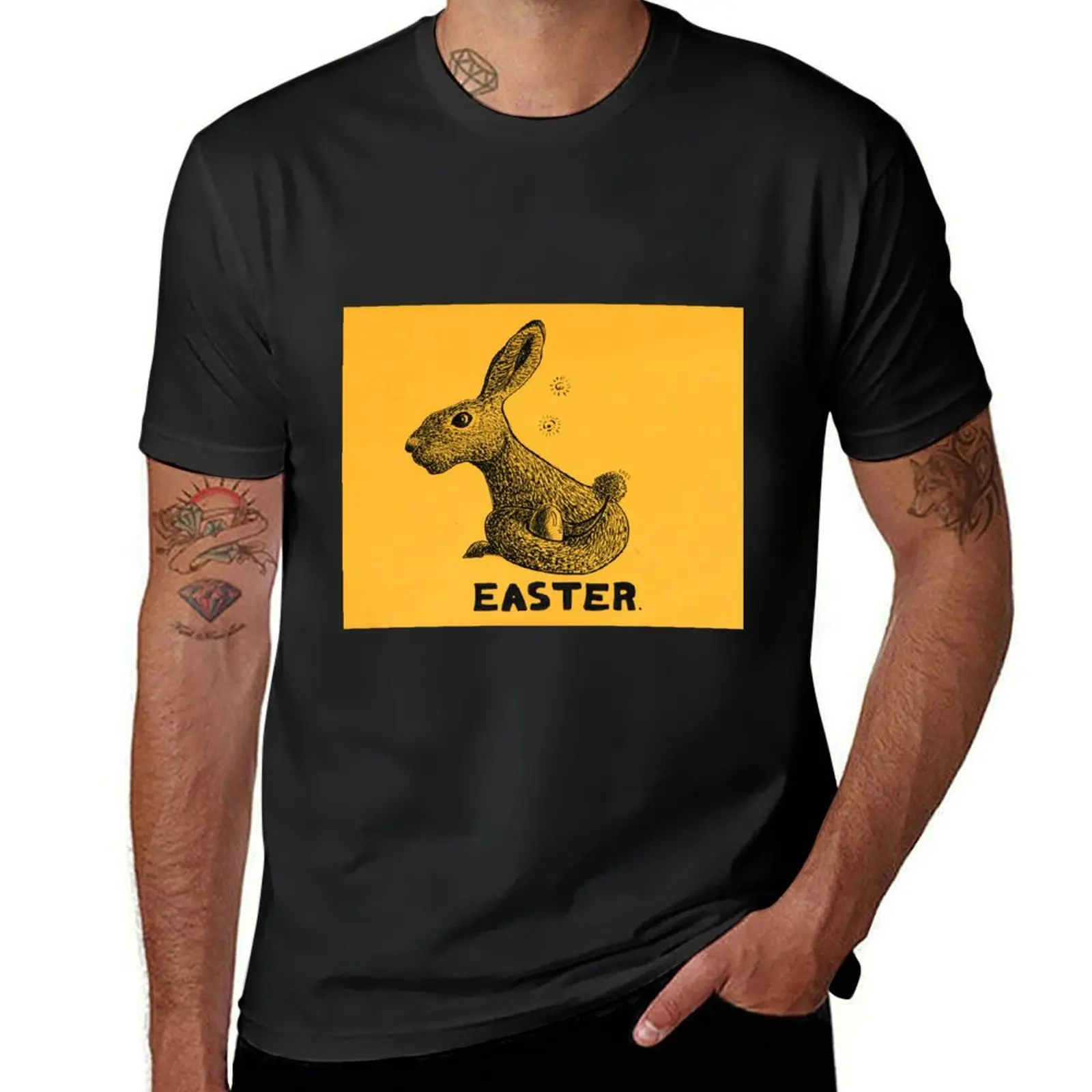 Easter Bunny T-Shirt heavyweights Short sleeve tee sweat tees black t-shirts for men