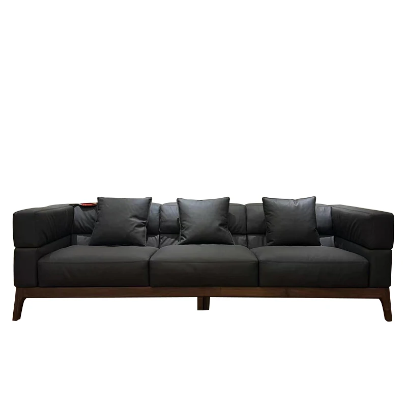 

New Chinese 2025 new high-end straight row Italian solid wood sofa leather size apartment