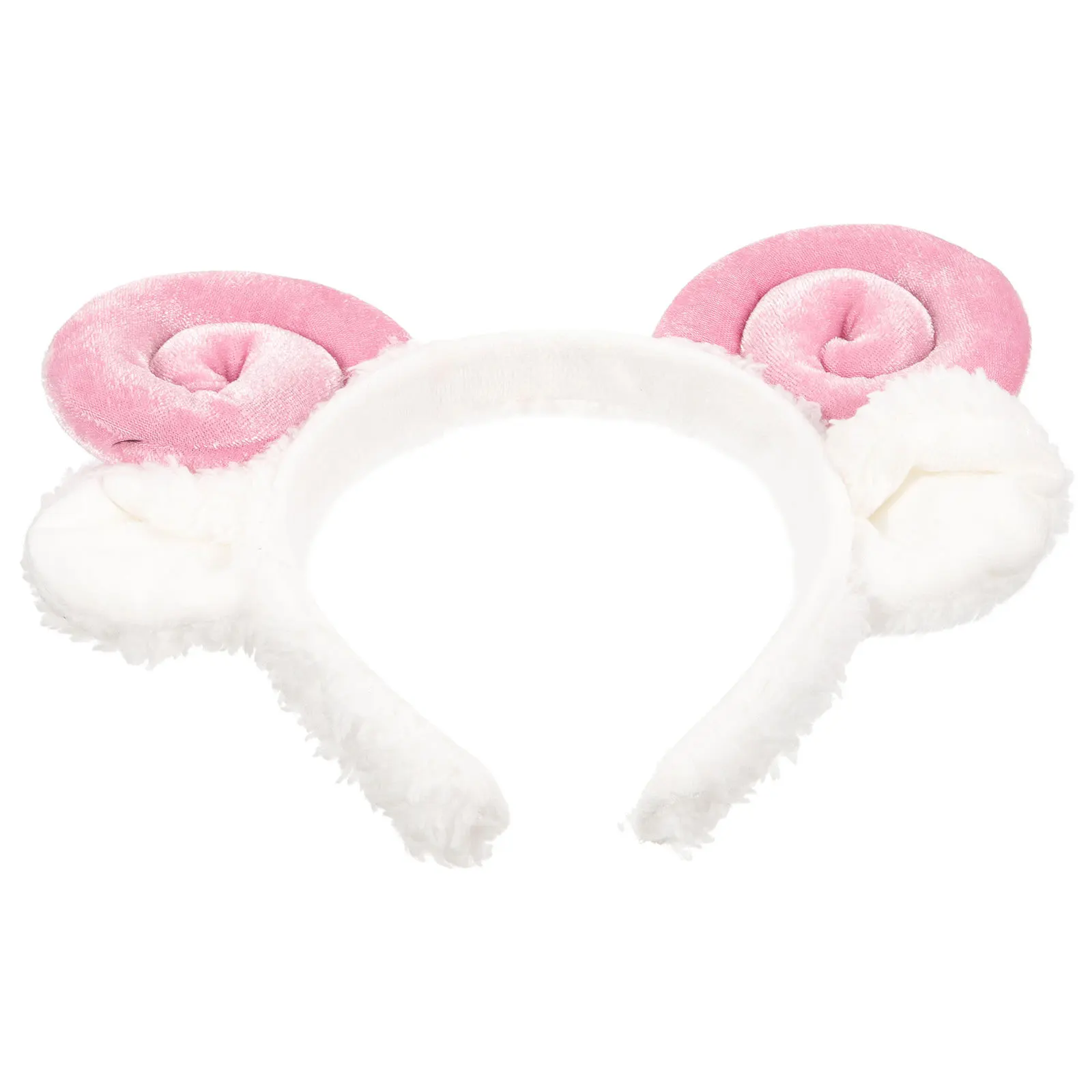 Diadema de cuerno de oveja, banda elástica para el cabello de tela roja para maquillaje de Spa, máscara Facial de baño, aro para el cabello Adorable sin deformación
