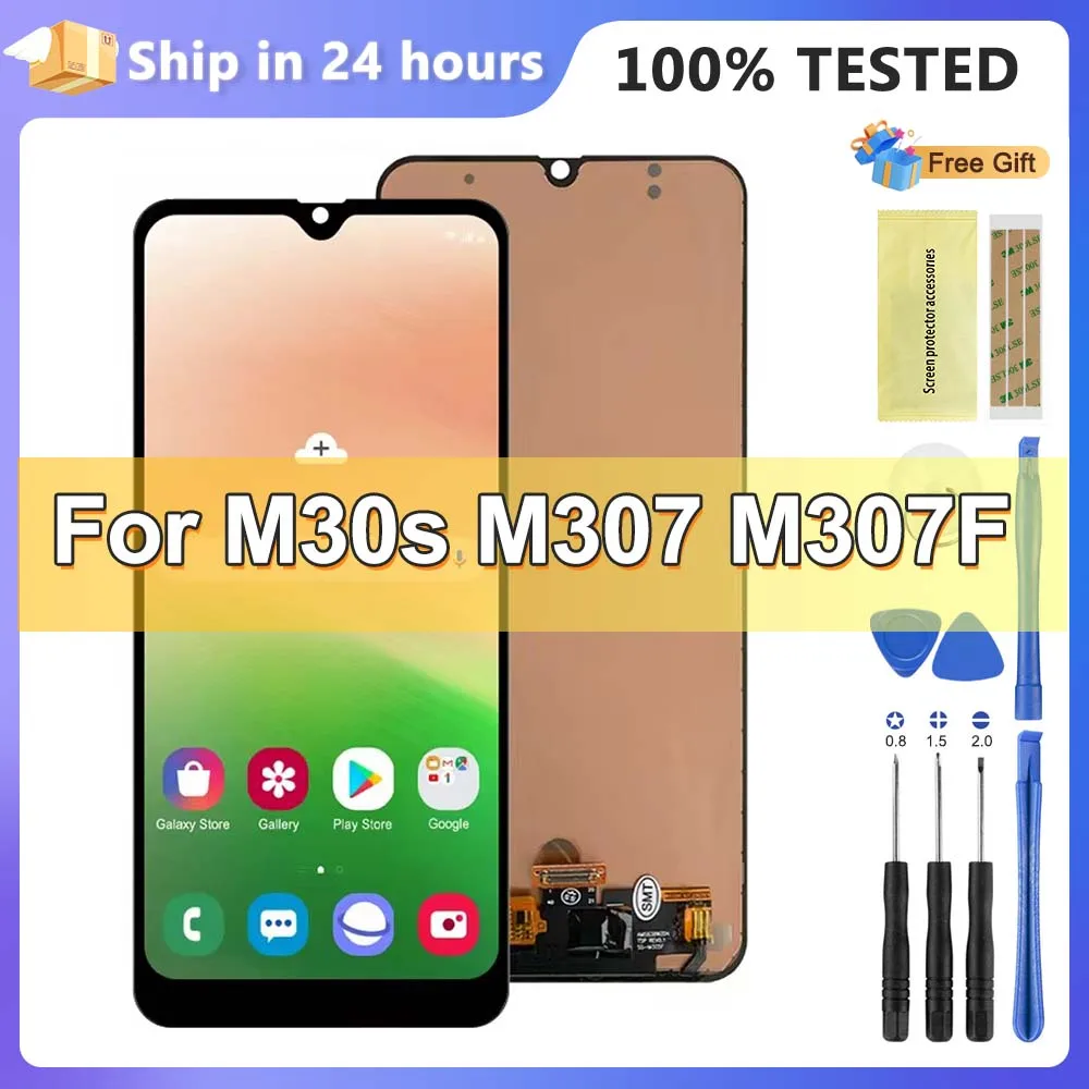 M30S Display Screen with Frame for Samsung Galaxy M30s Lcd Display Touch Screen Digitizer Assembly for Samsung M30s M307 M307F