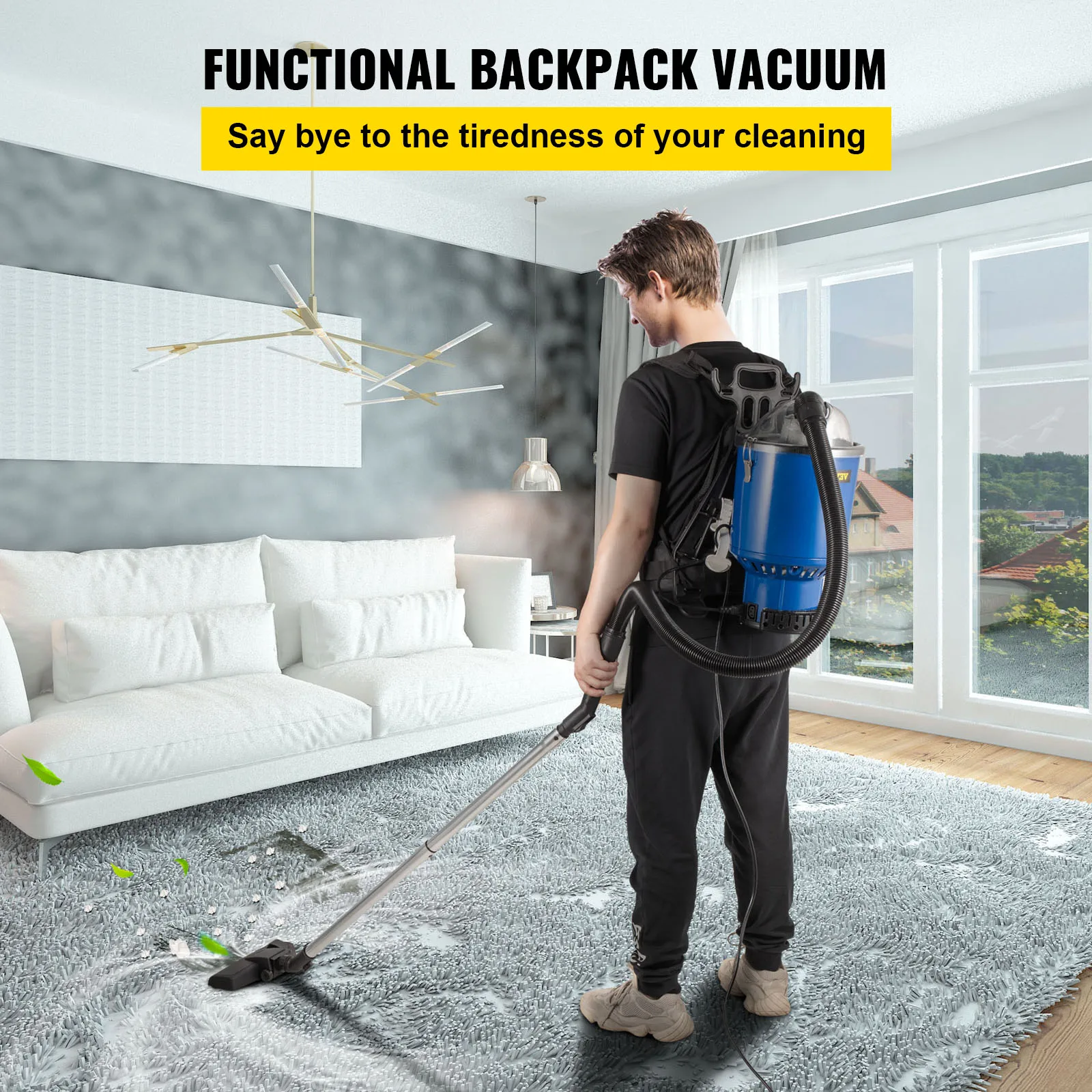 VEVOR Home Vacuum Cleaner 4L Commercial Industrial 5 in 1 Lightweight Backpack Vacuum W/ HEPA Filter For Sofa Car Washing Office