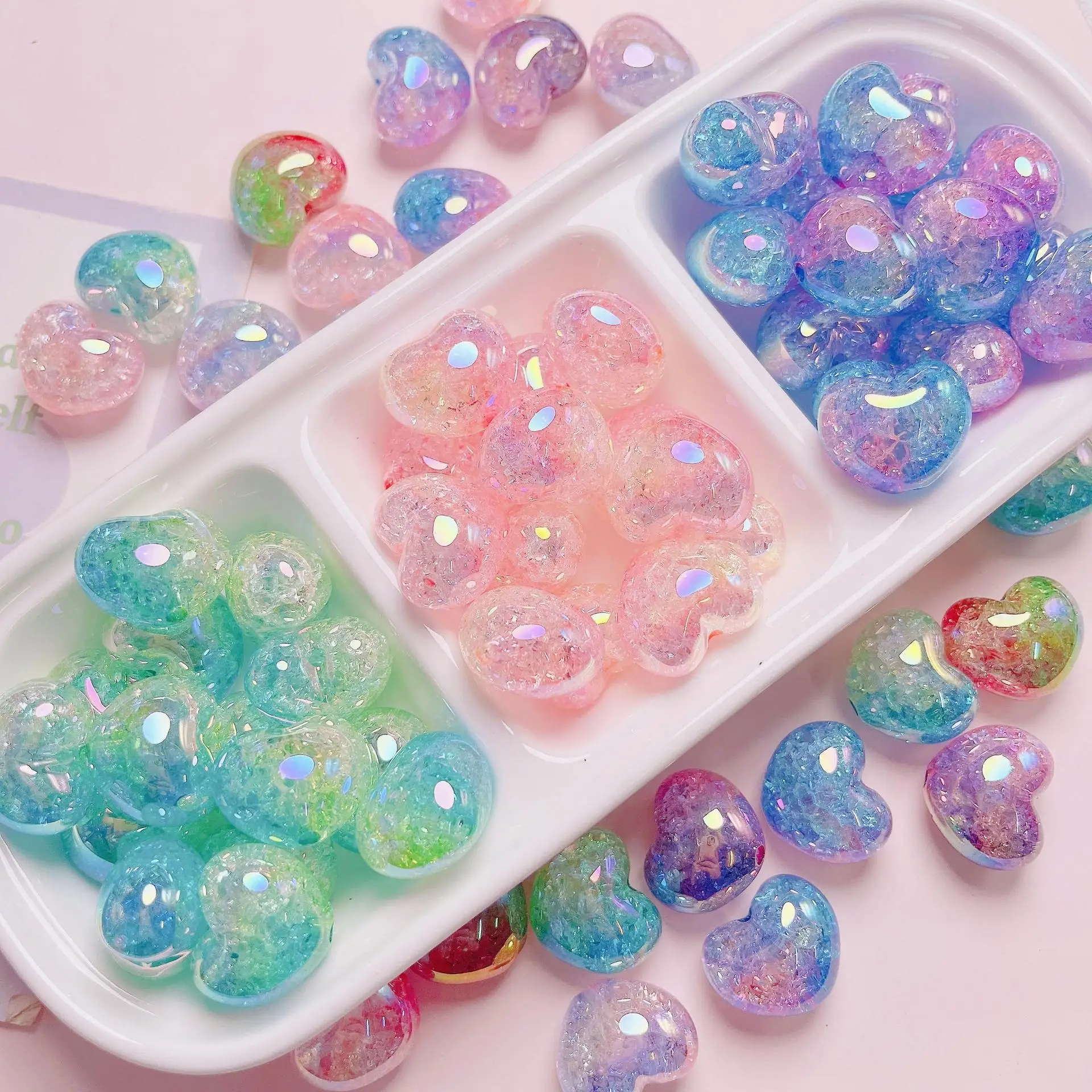 Multi-style crack star Love bow Square with holes UV plated two-color beaded DIY parts pen loose bead accessories material