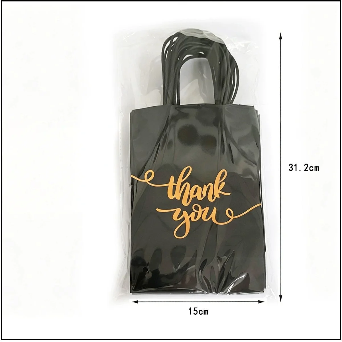 10PCS Hot Stamping Thank You Paper Bags with Handles Party Gift Bags for Gift Shops Birthday Party Wedding Household Storage