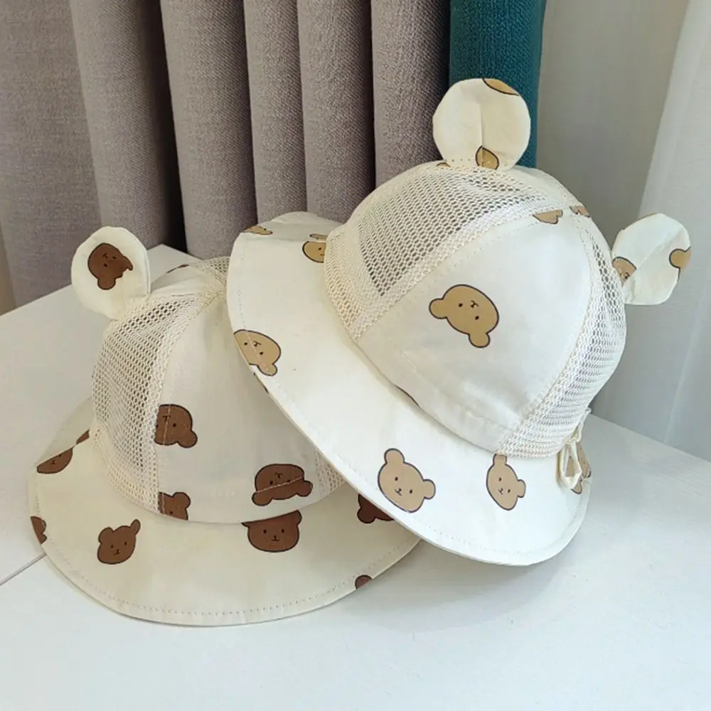 Cartoon Bear Baby Bucket Caps for Boy Girl Cute Animal Printing Infant Fisherman Hat Summer Toddler Panama Sun Cap