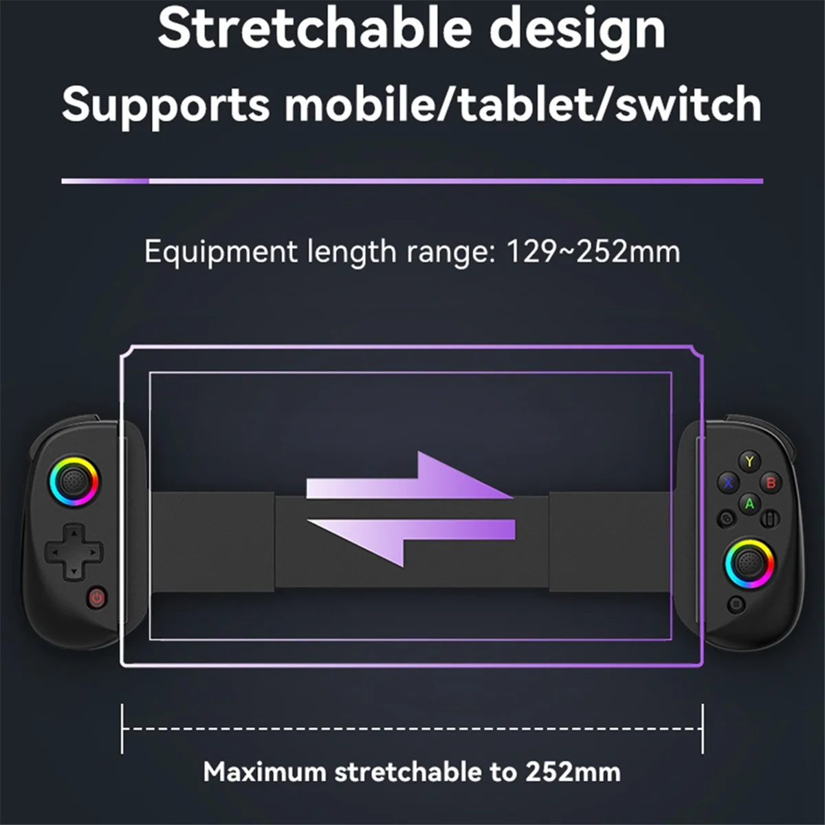 

D8 Mobile Stretch with Light Gamepad for Dual Hall Wireless Bluetooth PC Tablet Switch Body Vibration Grip, White-ABRJ