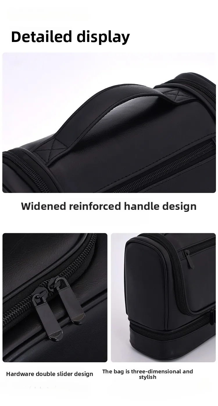 New Double-layer Hanging Large-capacity Men's Toiletry Bag, Business Travel Portable Dry and Wet Separation Cosmetic Storage Bag