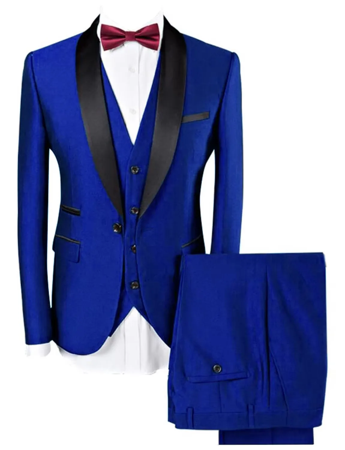 

Solid Men's 3-Piece Shawl Lapel Slim Fit Suit One Button Blazer Vest Pants Set for Wedding Business Formal Groom Tuxedo Prom