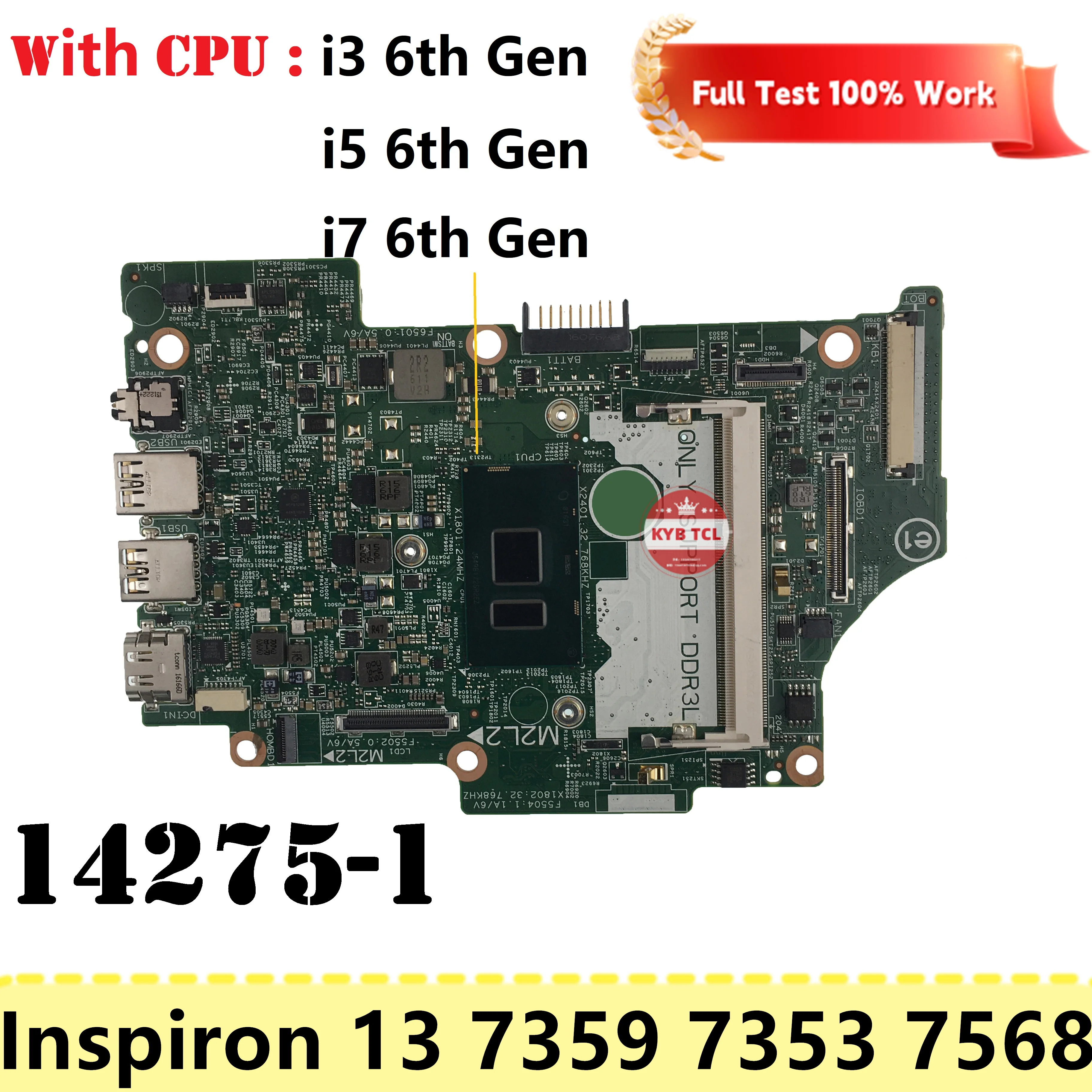 KN06J 9GH9H H8C9M 0H8C9M 09GH9H 0KN06J Notebook Para DELL Inspiron 13 7359 7353 7568 Laptop Placa-mãe 14275-1 Mainboard DDR4