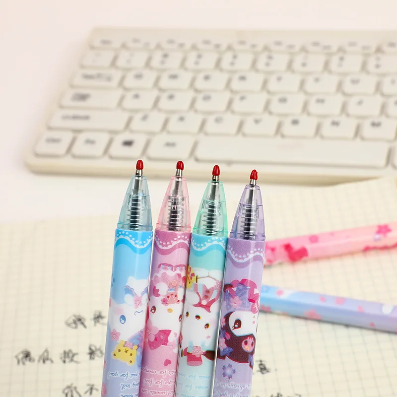 6-100pcs Cartoon New Product Sanrio Press Pen Cute Style Press High Beauty Black Neutral Pen Office Stationery Wholesale