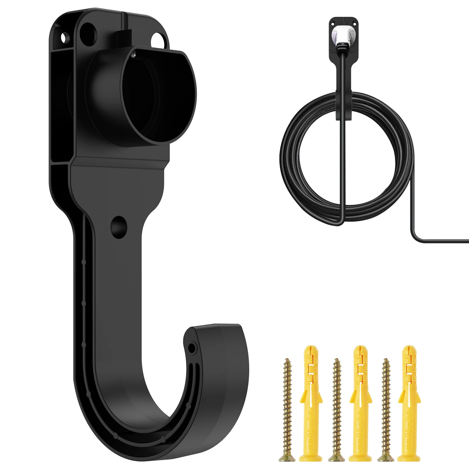 

Type 2 Electric Charging Cable Organiser With Hook EV Car Charger Holder Cable Holder Wall Bracket with Screws