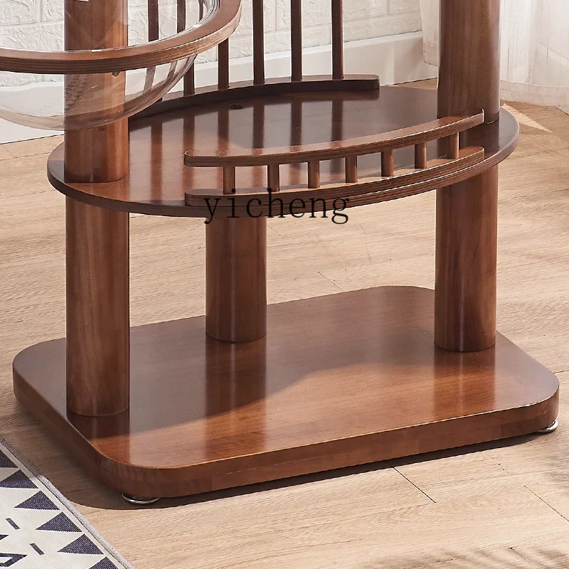 TWR Solid Wood Large Painted Cat Villa Integrated Cat Tower  Tree Space Bowl Cat House