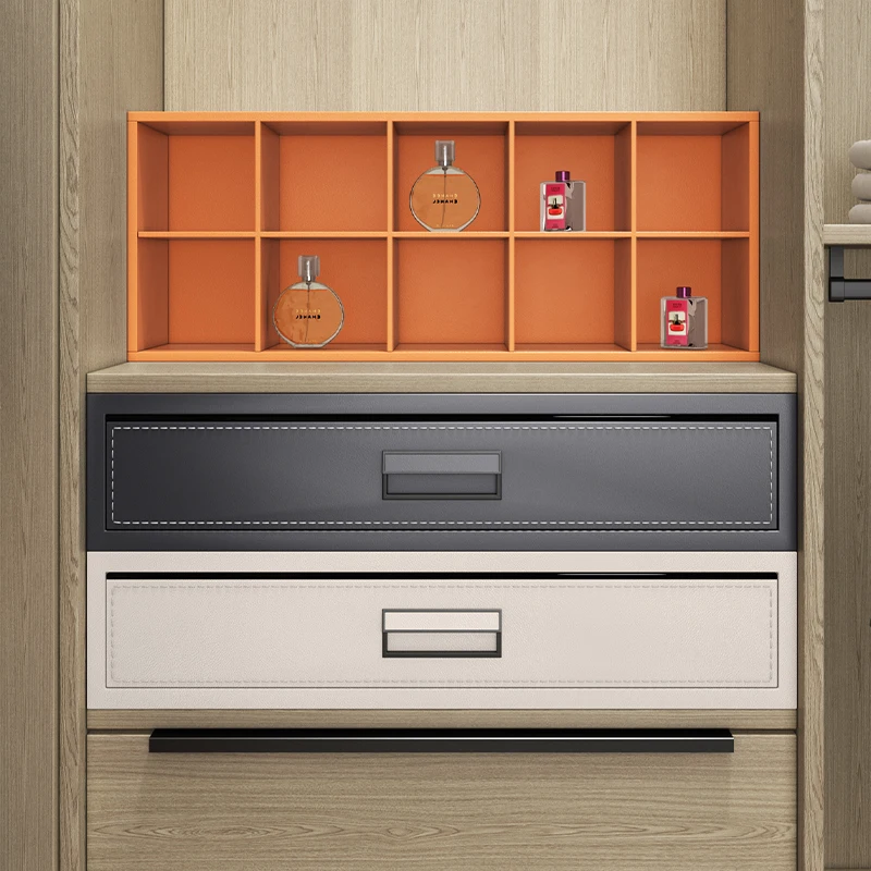 Cabinet Aluminum Leather Storage Password Fingerprint Home Wardrobe Hidden Money Sliding Drawer Metal Jewelry Drawer Safe Box