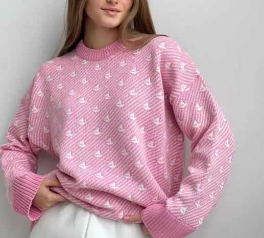 

Round Neck Sailboat Sweater 2025 Winter New Style Temperament Commuting Versatile Loose Knit Pullover Sweater