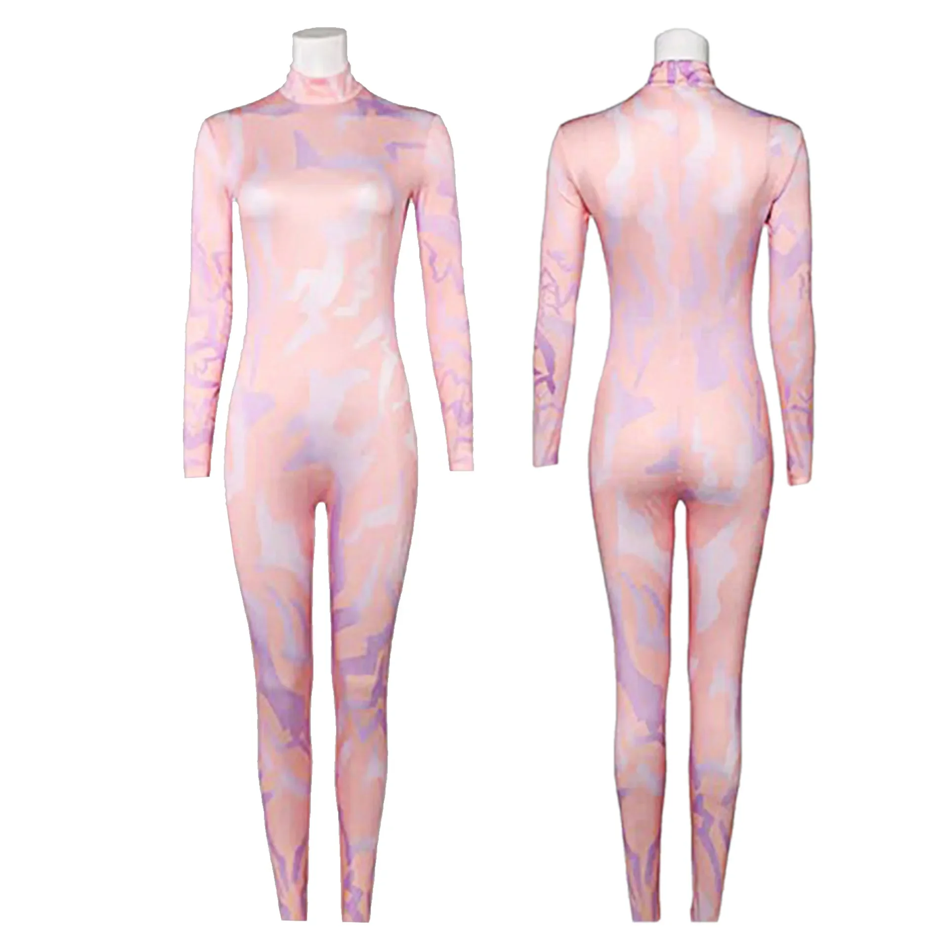 

KPop Demon Hunter Cosplay Costume Mysterious Full-Body Zip Onesie Jumpsuit with Hood Halloween Stage Performance Tights Outfit