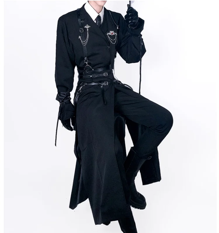 

Male and Female Original Night Patrol Explosion Street Long Wind Jacket Retro Strap Coat