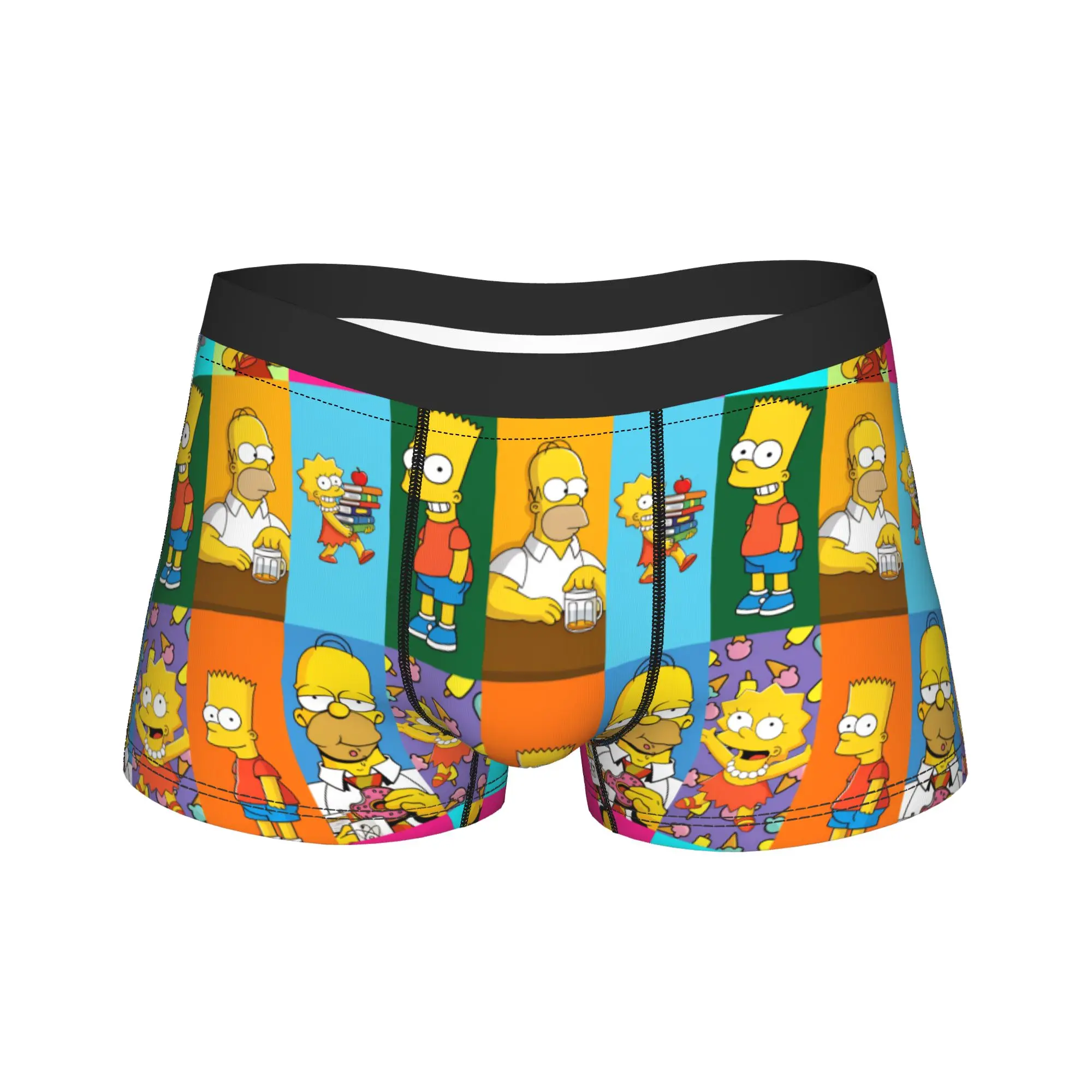 Fun Cartoon S-Simpsons Family Portrait Underwear  Man Panties Print Comfortable Trunk Trenky Shorts Briefs Big Size 2XL