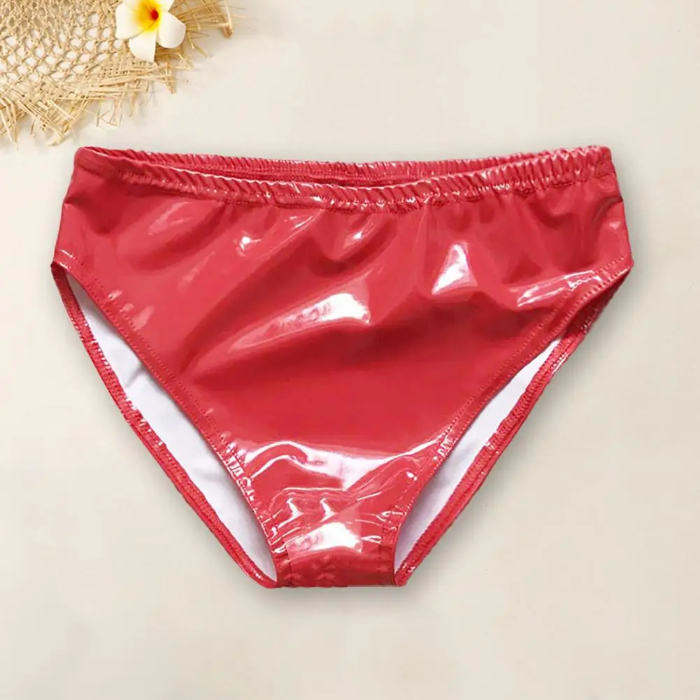 Leather Panties Women Sexy Open Panties Small Wrapped Hip Bright Mirror Paint High Waist Appeal PVC Underwear