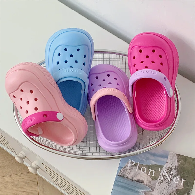 Children\'s Slippers Summer New Solid Candy Colors Girl Baby Shoes Boys\' Soft Sole Non Slip Home Bathroom Cool Slippers