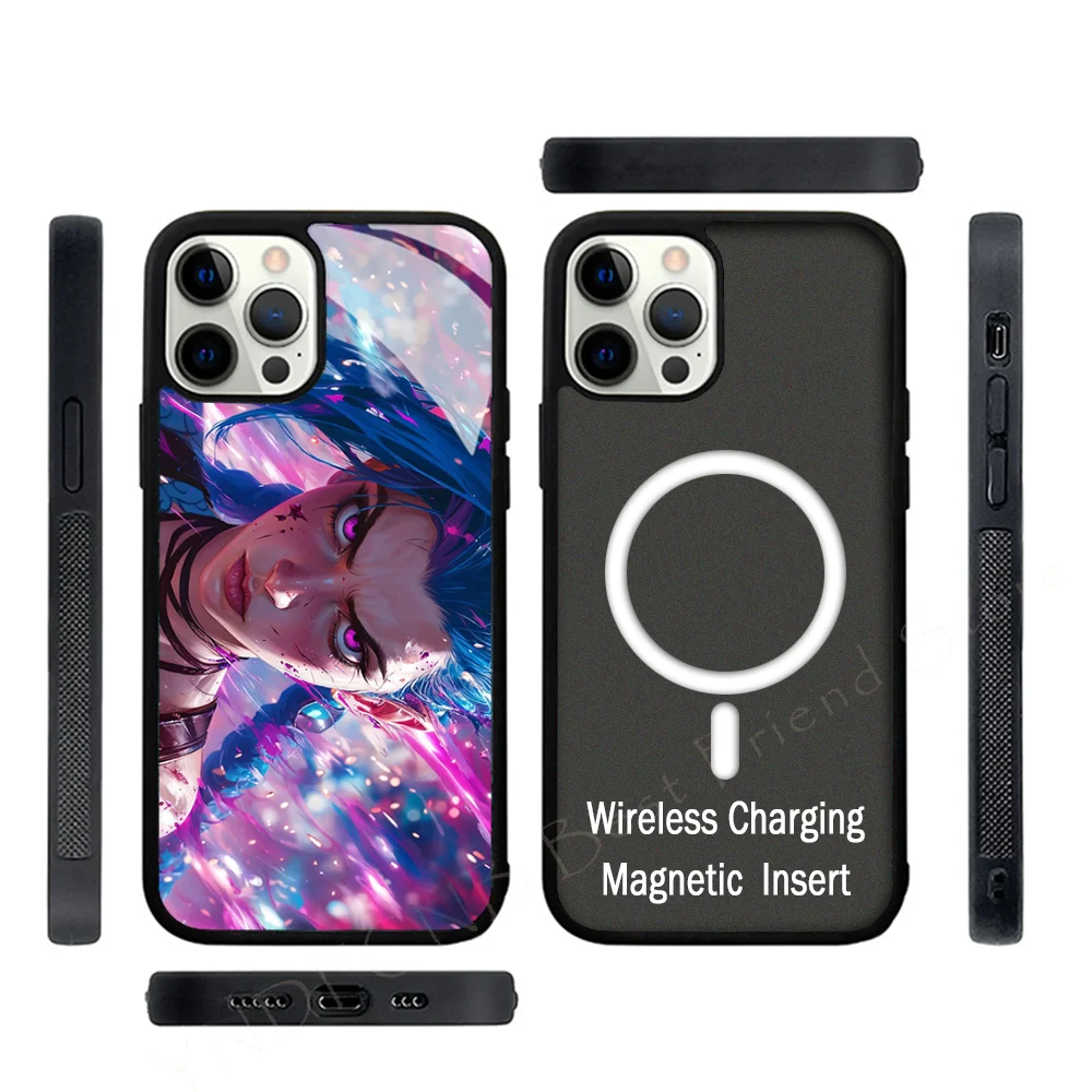 

LOL Jinx Phone Case Strong Magnetic For IPhone 15 14 13 Pro Max Alex Mirror For Magsafe Wireless Charging Cover