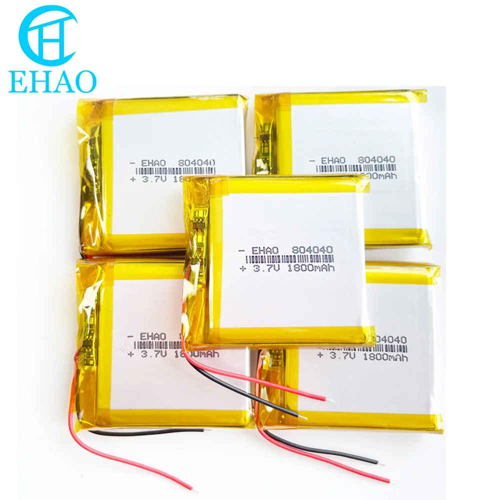 5 PCS 3.7V 1800m Lithium Polymer LiPo Rechargeable Battery 804040 For Mp3 GPS PSP DVD Mobile Phone Video Game PAD E-books