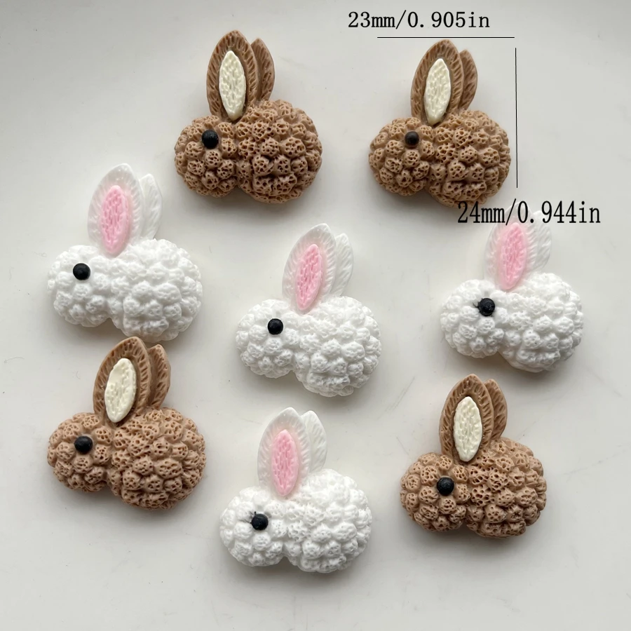 10 stks nieuwe leuke hars mini cartoon dier Bunny platte achterkant ronde plakboek Kawaii DIY decoratieve accessoires