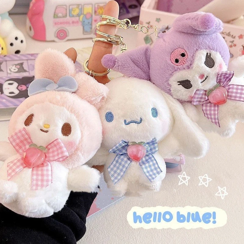 Kawaii portachiavi carino peluche ciondolo Anime Kuromi Melody Cinnamoroll ragazza studente borsa bambola marrone auto portachiavi decorazione gioielli