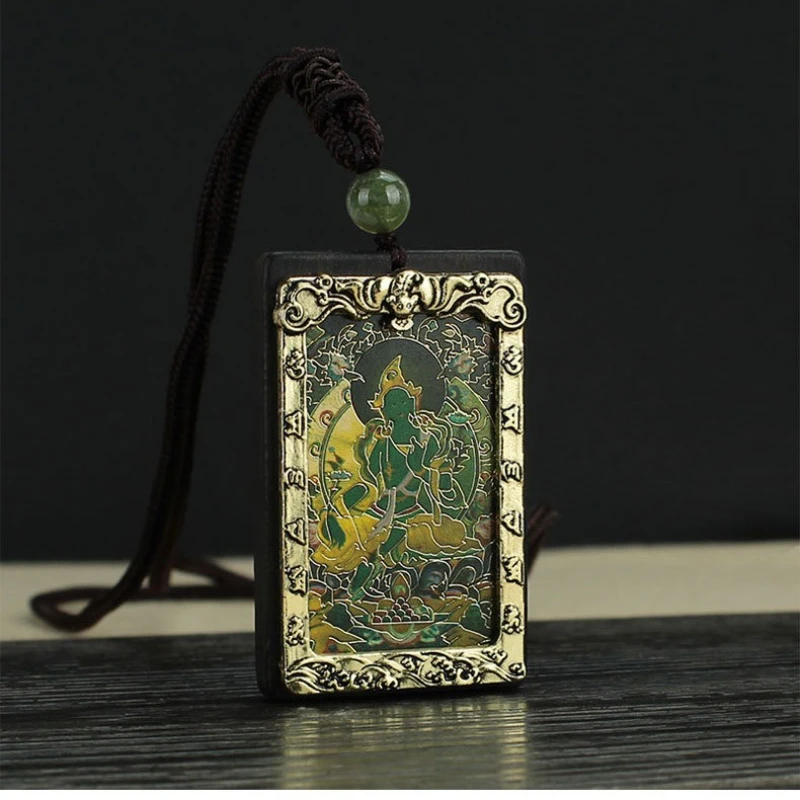 Sandalwood Tangka God Wealth Buddha Sweater Chain Men Women Personalized High End Versatile Necklaces Fashion Jewelry