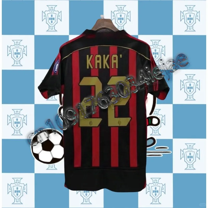 Camiseta retro AC Milan 0607 camiseta de fútbol local de manga corta UEFA Champions League versión 22 Kaka traje para adultos y niños