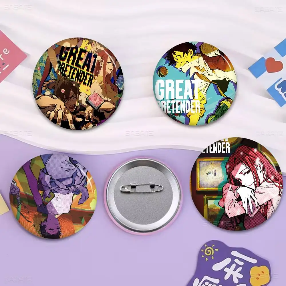 Broche Redondo de Metal com Botão Macio CARTOON GREAT PRETENDER - Presente para Amigos e Crianças, Joia Infantil