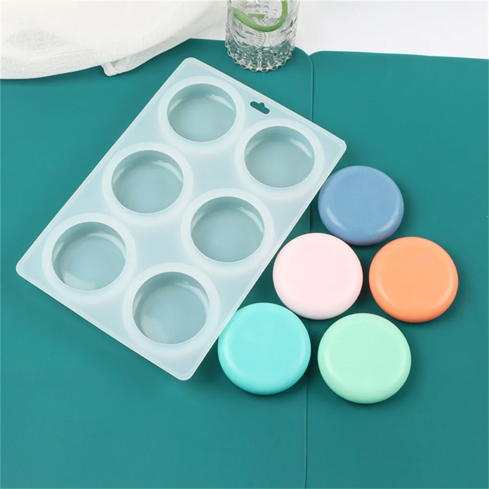 6 Holes Round Oval Silicone Soap Molds DIY Flat Bottom Ball Cylinder Handmade Soap Molds Circle Aromatherapy Soap Silicone Mold