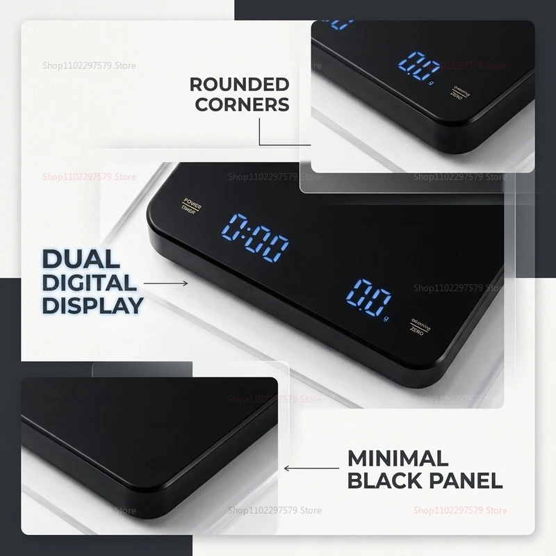 Báscula digital para café espresso, con pantalla LCD de alta precisión, ideal para preparar café por goteo, medir la cantidad de café y controlar el peso, perfecta para baristas, uso doméstico y en la cocina.