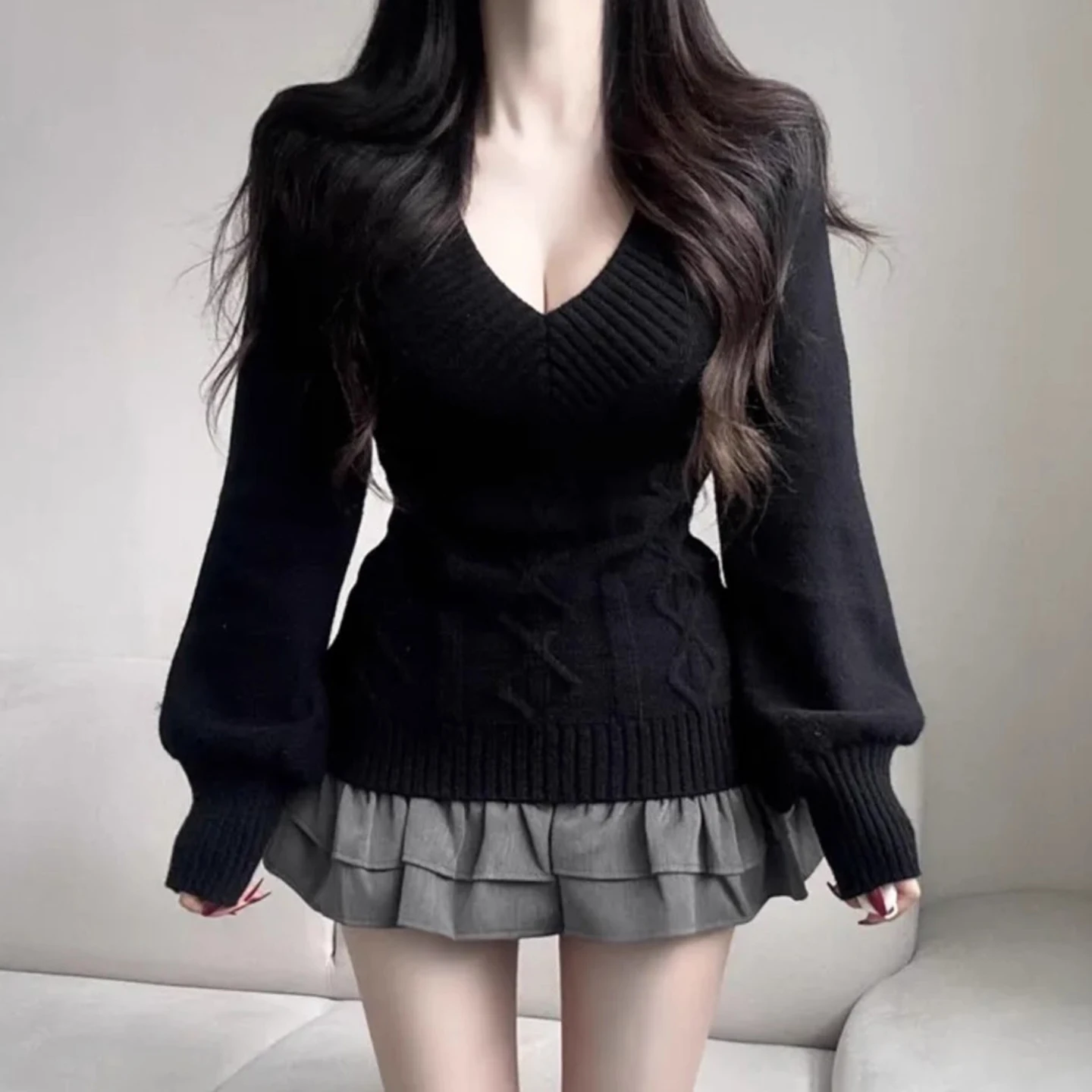 Pure Desire V-ne maglione lavorato a maglia da donna Slim Fit inverno New Sle ricamo floreale lungo Sve Base irt coreano Sle