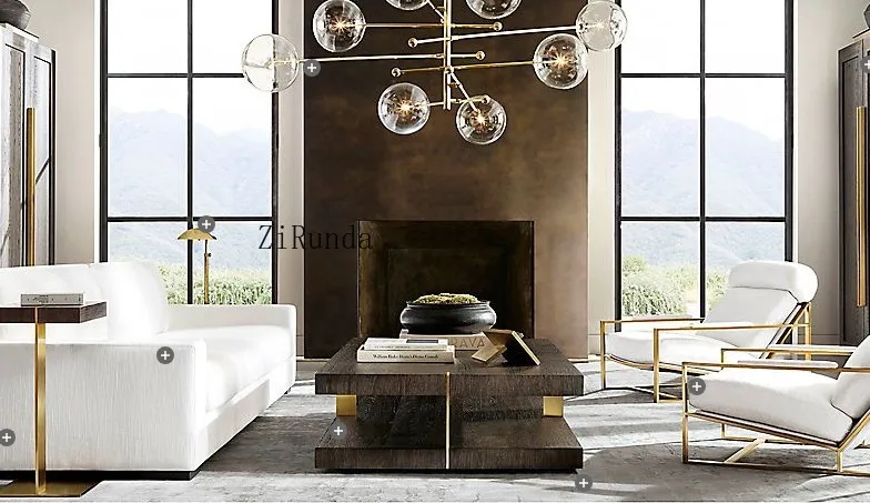 American modern/light luxury/neoclassical country style living room solid oak coffee table, no assembly required