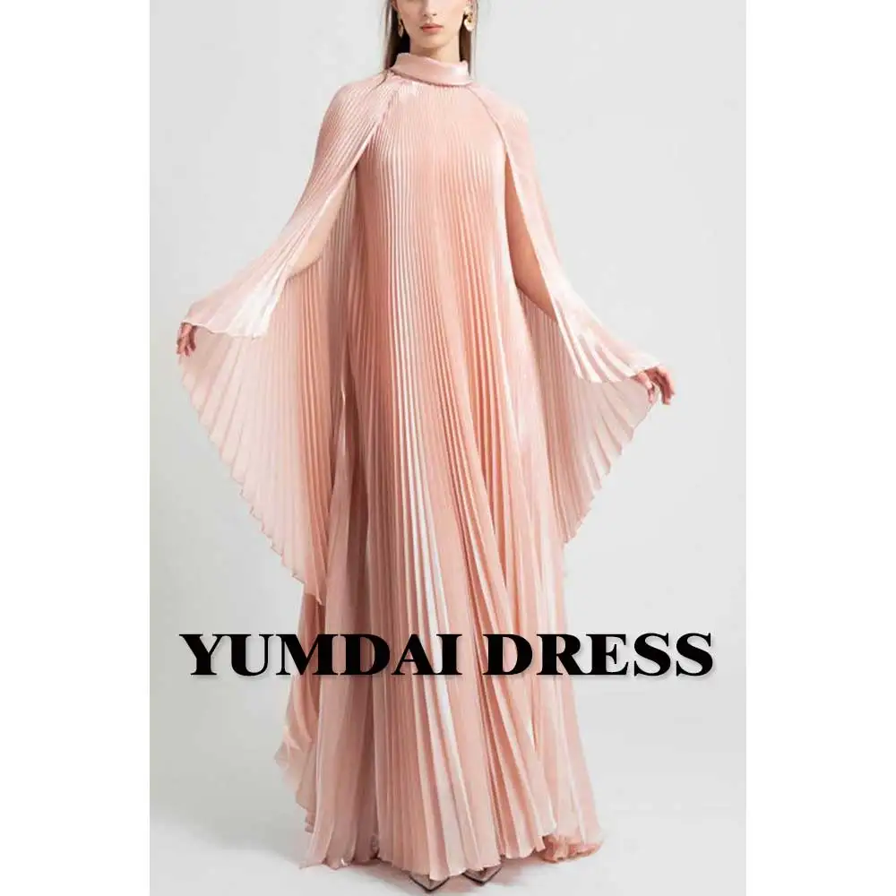 YUMDAI Luxurious Dubai Blouse Pink Organza Pleated Skirt 2024 Muslim Women Elegant Wedding Prom Party Dress Eid Dress