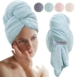 Toalla de microfibra para el cabello, envoltura extragrande de secado rápido con banda elástica, turbante suave Ultra absorbente