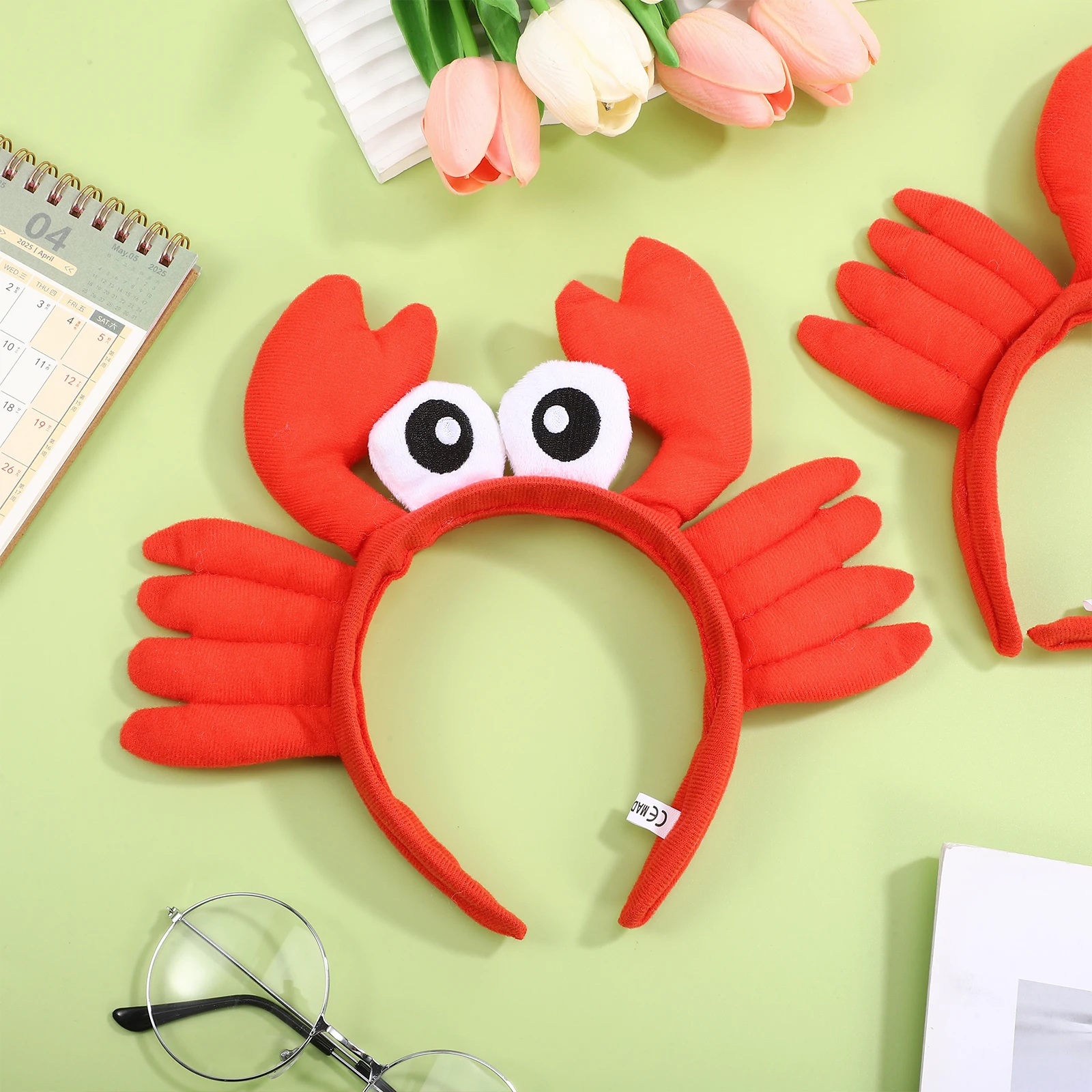

2Pcs Big Eyes Crab Headbands 25x20cm Ocean Animal Hair Accessories for Women Halloween Photo Props Hoop