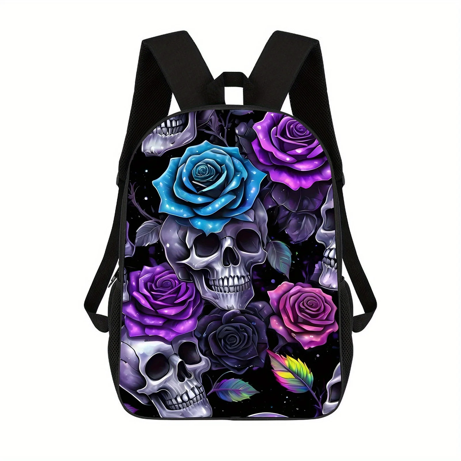 

1-Piece Lightweight Black Neutral Printed Backpack, Printed Backpack - Adjustable Strap, Unisex School Bag, Leisure Travel