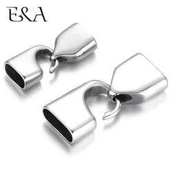Stainless Steel Hook Clasps Set for 10mm 15mm Flat Leather Connector Mirror Polish End Cap Bead Bracelet Jewelry Making Findings