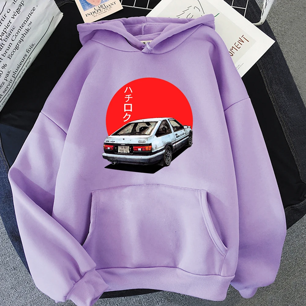 Manga Hoodie AE86 Fashion Print Sweatshirt Japanese Long Sleeve Hoodies Men Women Harajuku Anime Sweatshirts Man Cartoon Car