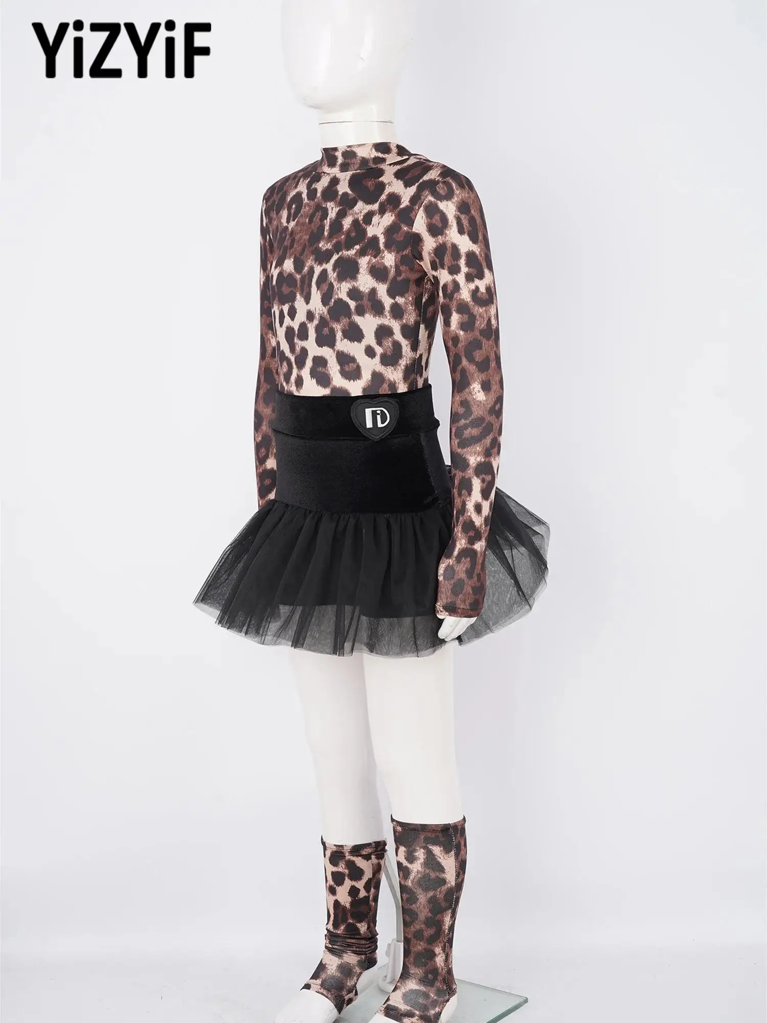 children-leopard-print-dance-outfit-long-sleeve-v-back-leotard-ruffle-skirt-set-for-competition-practice