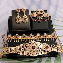 Morocco Caftan Wedding Belts Gold Plated Luxury Wedding Jewelry Set for Bridal Muslim Arabic Bridal Dress Chain Bride Accessory