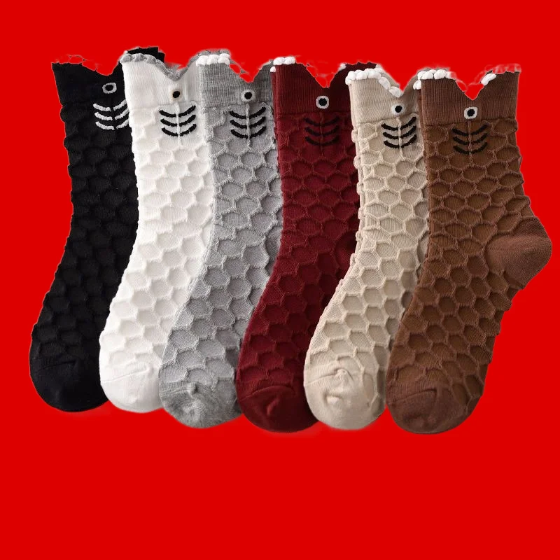 

6/12 Pairs Outer Wear Koi Socks Net Red Mid-Tube Women's Socks High-Value New Year Autumn and Winter New Women's Mid-Tube Socks