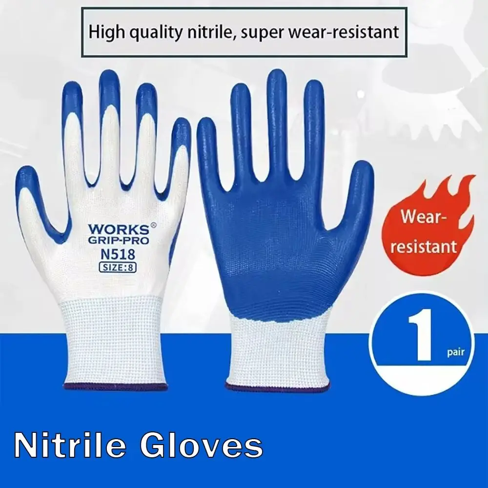 Atmungsaktive Nitril-Nitril-Handschuhe, Nylon-Arbeitshandschuhe, Arbeitsschutz, Bau